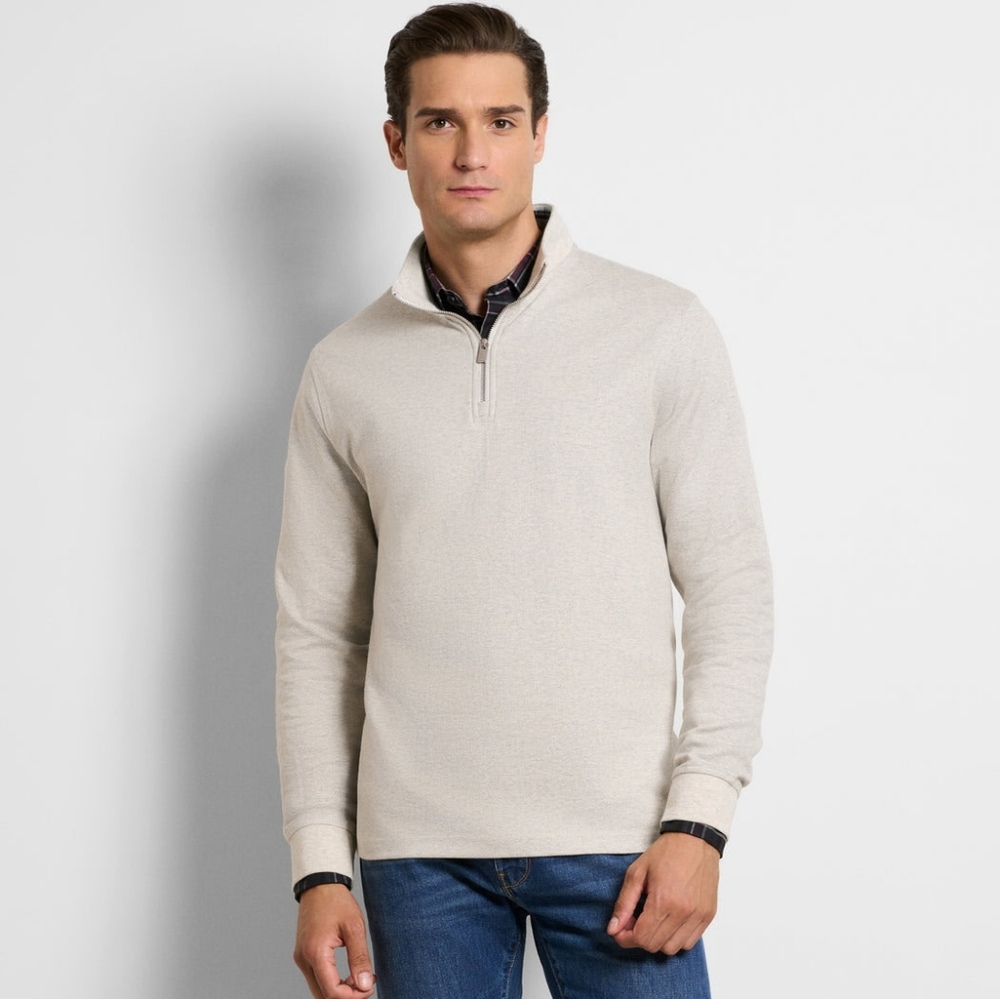 Men's Beige Half-Zip Sweater